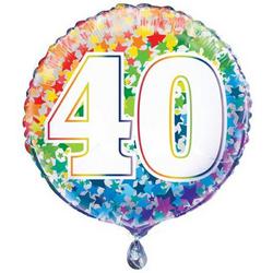 Folie Ballon gekleurd 40 jaar | Regenboog kleuren| Geschikt voor helium en lucht | 18 inch | 45.7 cm|